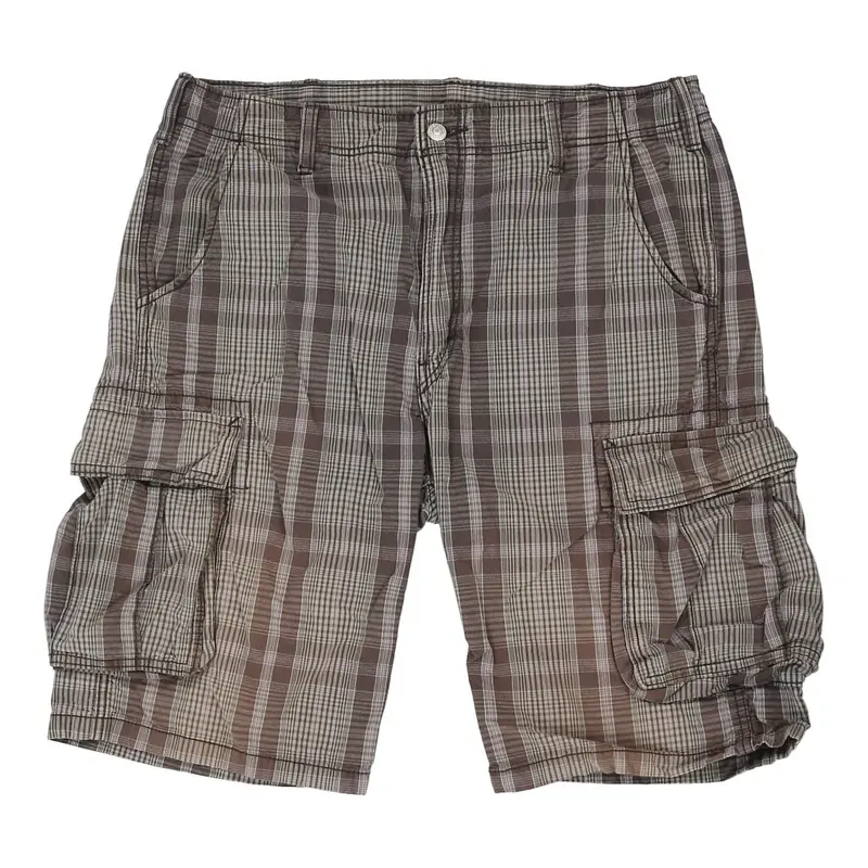 Levis Checked Cargo Shorts - 35W 12L Grey Cotton