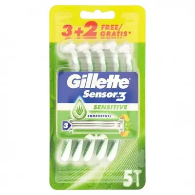Gillette Sensor3 Sensitive Disposable Razor - 3 + 2 Pieces