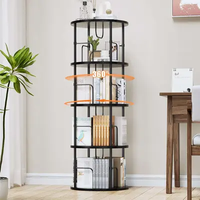 Rotating Bookshelf ¨C Black ¨C 4 Tier