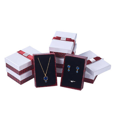 Kraft Cotton Filled Rectangle Cardboard Jewelry Set Boxes with Bowknot