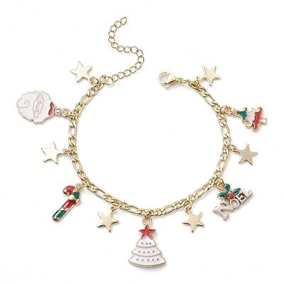 Christmas Tree Santa Claus Alloy Enamel Charm Bracelets