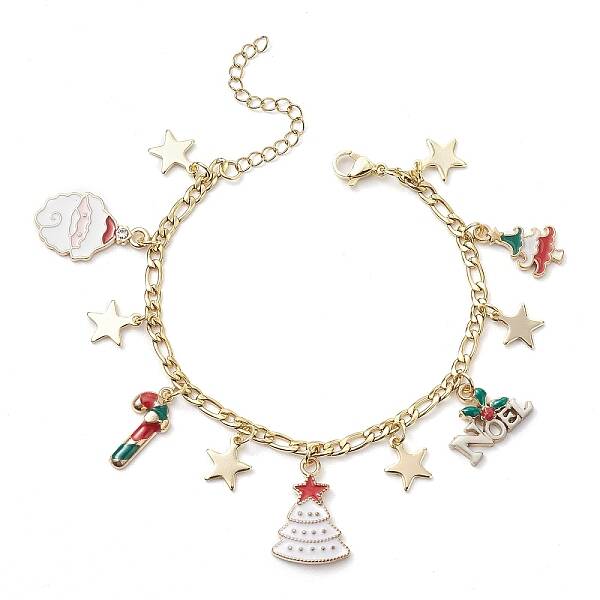 Christmas Tree Santa Claus Alloy Enamel Charm Bracelets