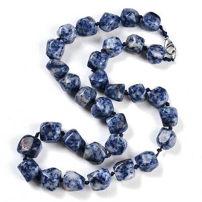 Natural Blue Spot Jasper Nuggets Beaded Necklaces for Women Men