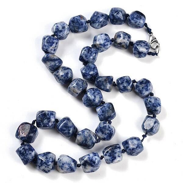Natural Blue Spot Jasper Nuggets Beaded Necklaces for Women Men