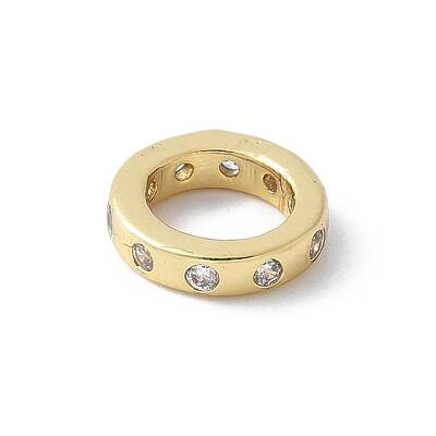 Brass Micro Pave Cubic Zirconia European Beads