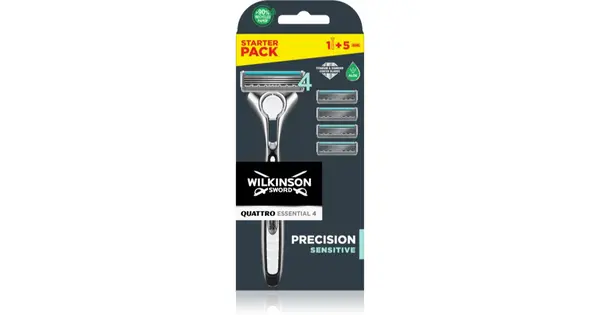Wilkinson Sword Quattro Titanium Sensitive Razor + 5 Replacement Blades