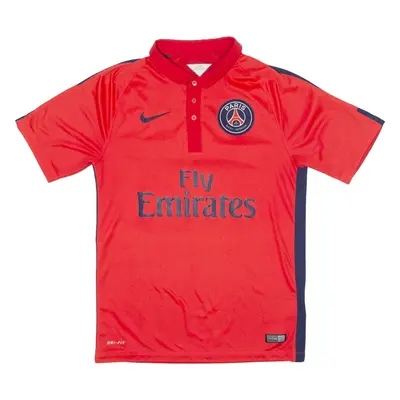NIKE 2014-15 Paris St Germain Third Mens Football Shirt Jersey Red Collared S