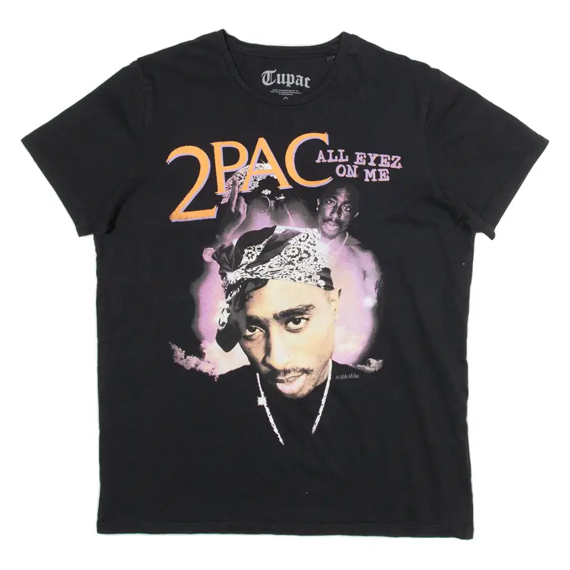 2pac Mens T-Shirt Black L