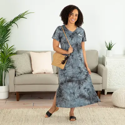 Tie-Dye Paw Print Maxi Dress - Purple - L