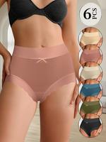 QUASTI 6-Pack Mid-Rise Women’s Ice Silk Briefs, Ultra-Soft Lightweight & Breathable, Full Coverage Comfort Ladies Briefs Un...