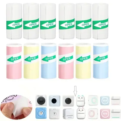 Label Sticker, 3/6/12 Rolls Self Adhesive Thermal Label Printing Paper, Office Label Paper, Print Label Paper for Mini Printe...