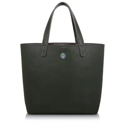 Reversible Vegan Tote In Green & Metallic