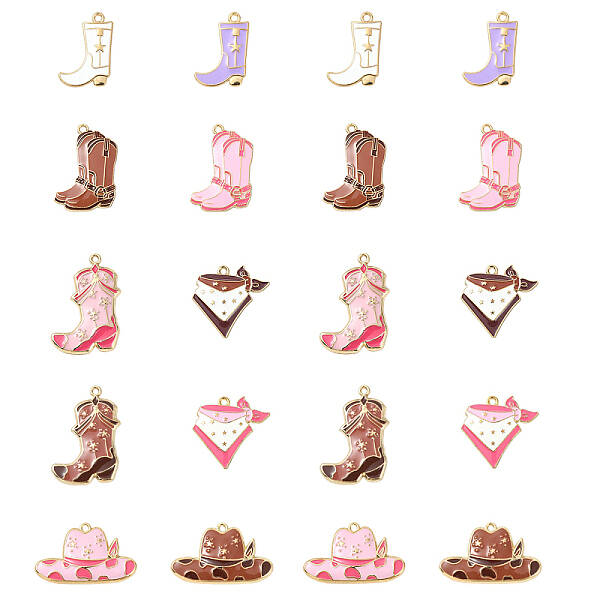 10Pcs 10 Styles West Cowboy Theme Alloy Enamel Pendants