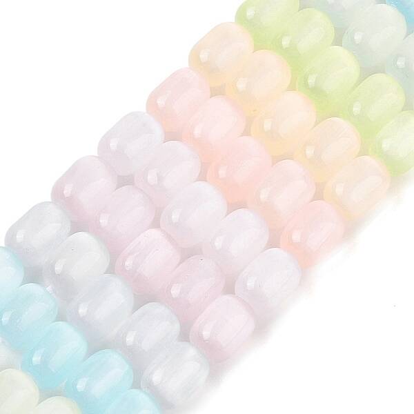 Macaron Color Natural Selenite Beads Strands