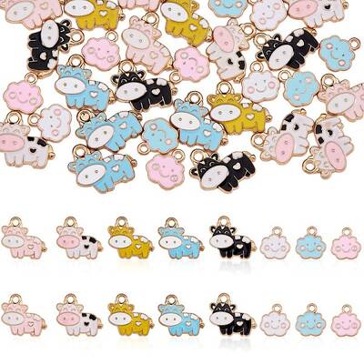 40Pcs Cow Enamel Charm Pendant Colorful Alloy Enamel Charm Animal Pendant for Jewelry Necklace Bracelet Earring Making Crafts