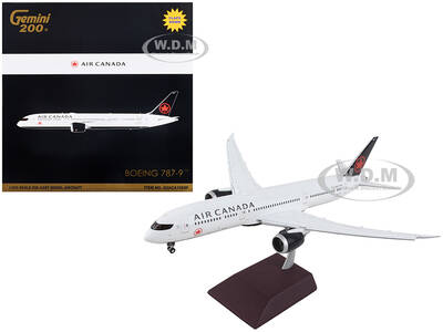 Boeing 787-9 Commercial Aircraft with Flaps Down Air Canada White with Black Tail Gemini 200 Series 1/200 Diecast Model Airpl...