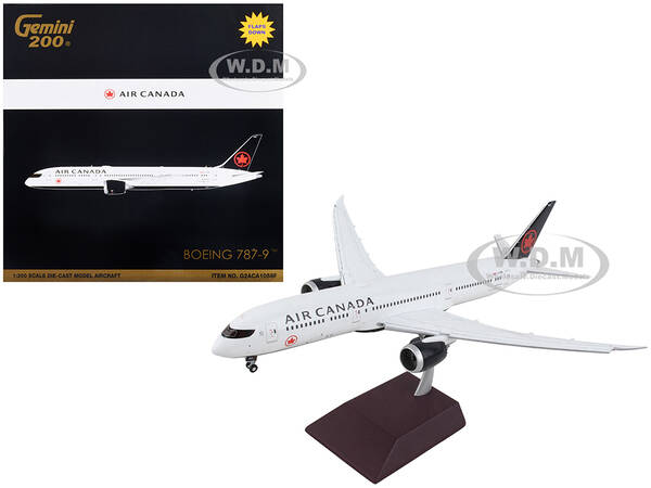 Boeing 787-9 Commercial Aircraft with Flaps Down Air Canada White with Black Tail Gemini 200 Series 1/200 Diecast Model Airpl...