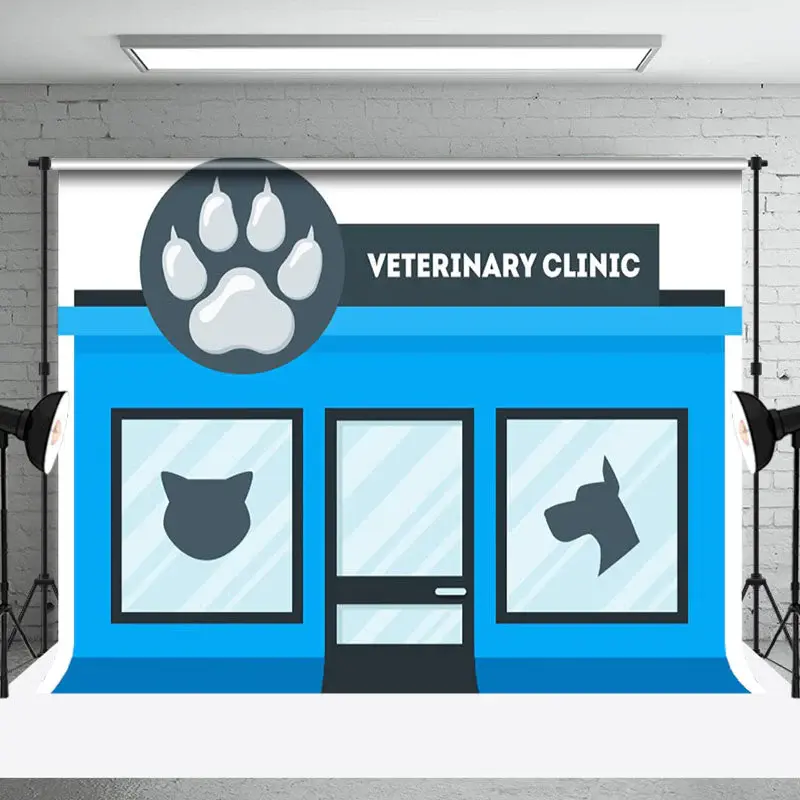 Paw Blue Veterinary Clinic Dance Backdrop For Kids - Aperturee
