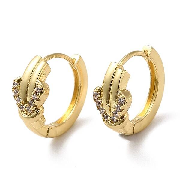 Cubic Zirconia Heart Hoop Earrings