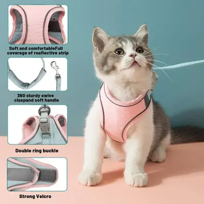 [Hipipet]  Escape-Proof Cat Harness Vest - Adjustable Leash for Walking Kittens - Comfortable Outdoor Cat Walking Gear, Cats ...