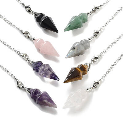 Natural Mixed Stone Pointed Dowsing Pendulums