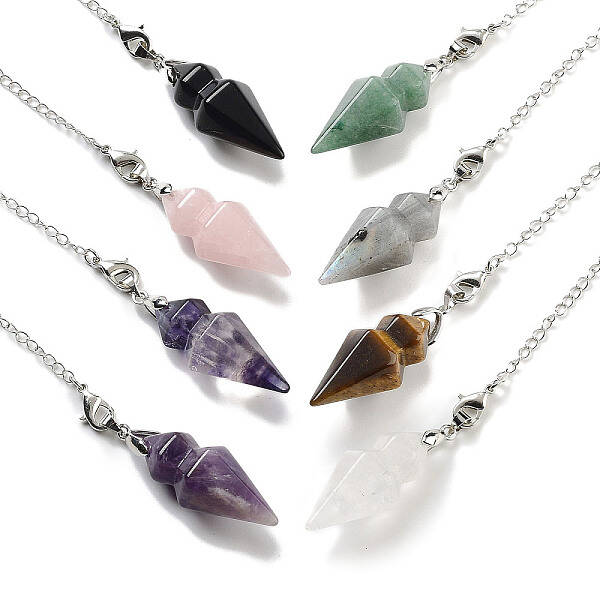 Natural Mixed Stone Pointed Dowsing Pendulums