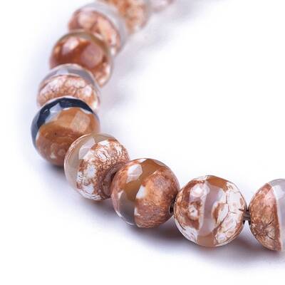 Tibetan Style Striped Pattern dZi Beads