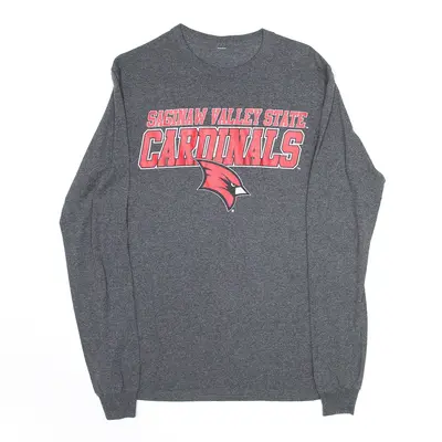 Saginaw Valley State Cardinals Grey USA Long Sleeve T-Shirt Mens S