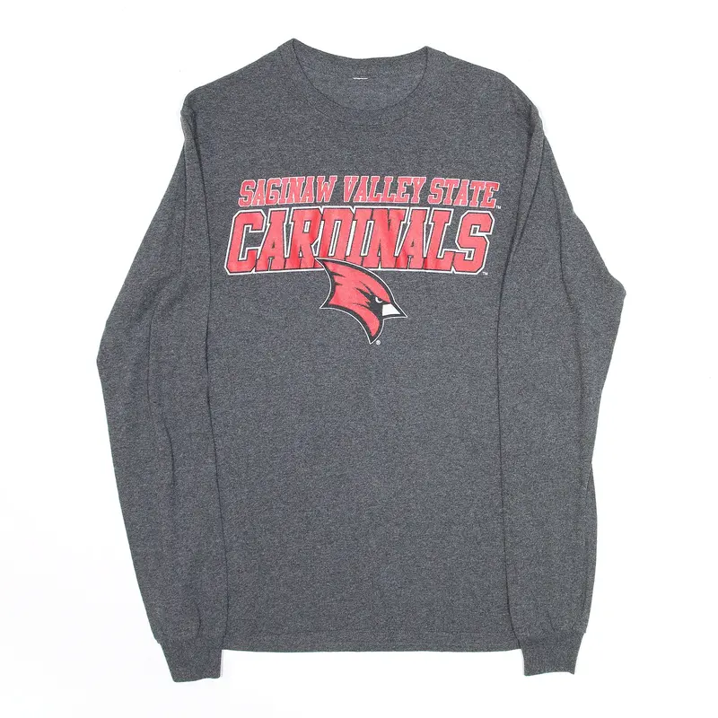 Saginaw Valley State Cardinals Grey USA Long Sleeve T-Shirt Mens S