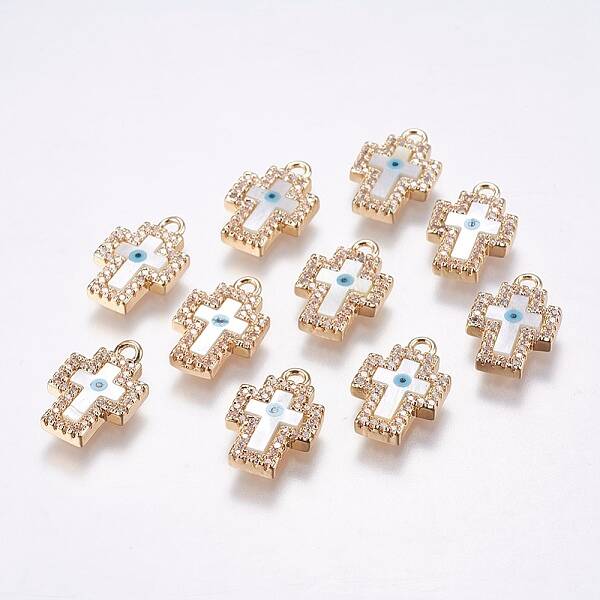 Brass Micro Pave Cubic Zirconia Pendants