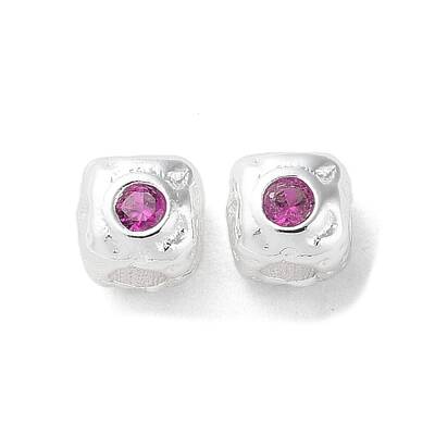 Brass Micro Pave Cubic Zirconia Beads
