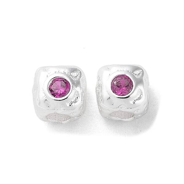 Brass Micro Pave Cubic Zirconia Beads