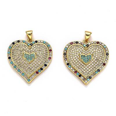 Brass Micro Pave Cubic Zirconia Pendants