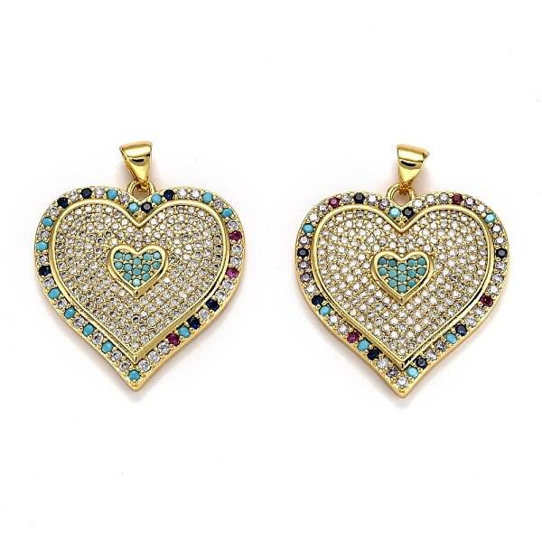 Brass Micro Pave Cubic Zirconia Pendants