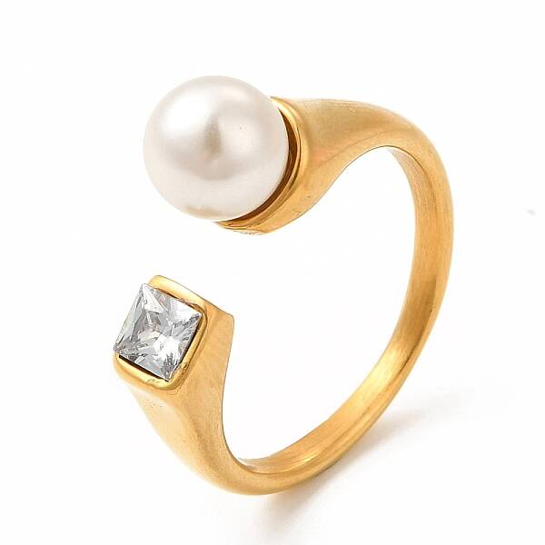 Ion Plating(IP) 304 Stainless Steel Rhinestone Cuff Finger Rings