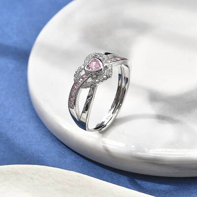Brass Micro Pave Cubic Zirconia Adjustable Finger Rings for Women