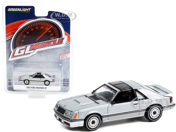 1982 Ford Mustang GT 5.0 Silver Metallic with Black Stripes \