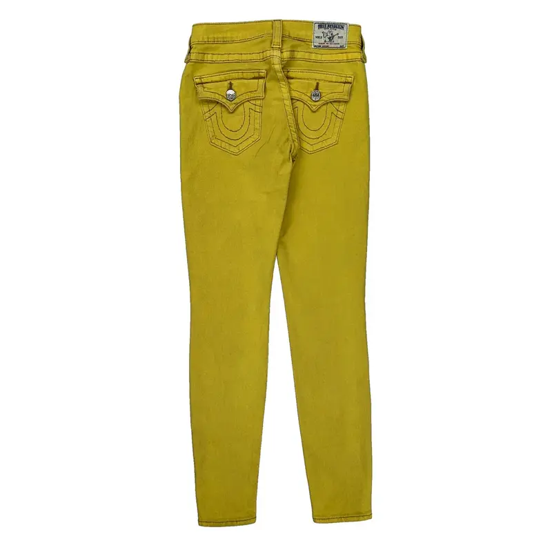 True Religion Slim Fit Jeans - 27W UK 6 Yellow Cotton Blend