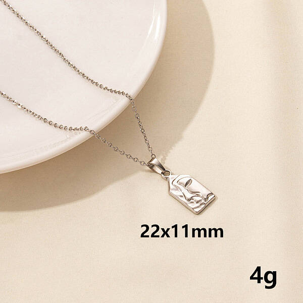 Stainless Steel Abstract Face Pendant Necklaces