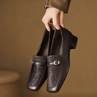 CHIKO Ailsa Square Toe Block Heels Loafers Shoes