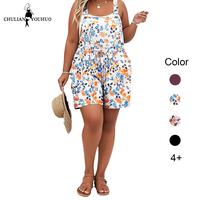 Chulianyouhuo 2025 Summer Outdoorfun Women's Plus Size Jumpsuit Overalls Drawstring High Waist Short Overall Casual Romper wi...