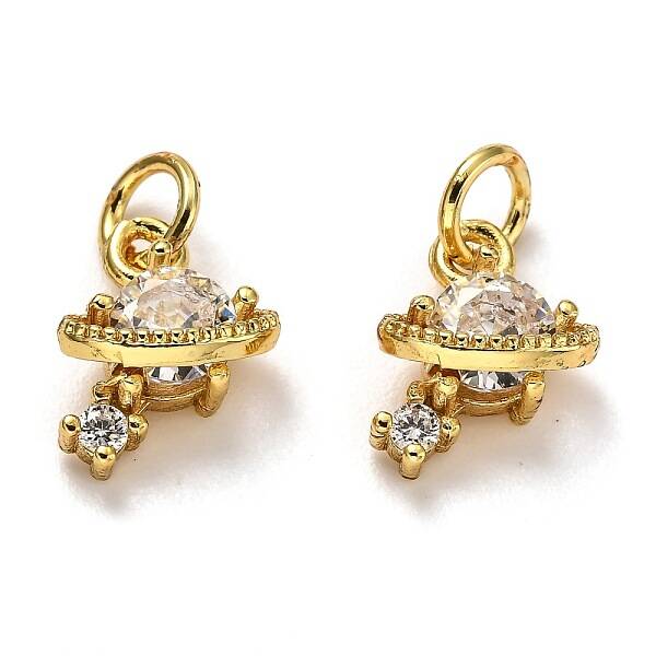 Brass Micro Pave Cubic Zirconia Charms