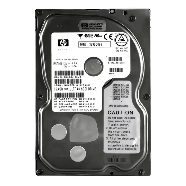 D9419-63001 HP 36.4GB Ultra-160 SCSI 10000 3.5-inch Hard Drive