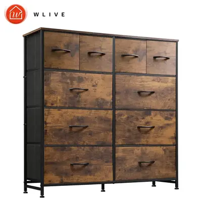 WLIVE Fabric Dresser for Bedroom, Storage Drawer Unit, Wood Wardrobe Cabinet with 10 Deep Drawers for Office, College and Dor...