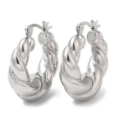 Non-Tarnish 304 Stainless Steel Rope Chains Shape Hoop Earrings