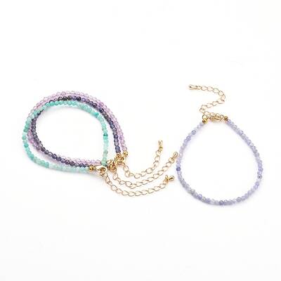 Faceted Natural Gemstone Beaded Bracelets for Women