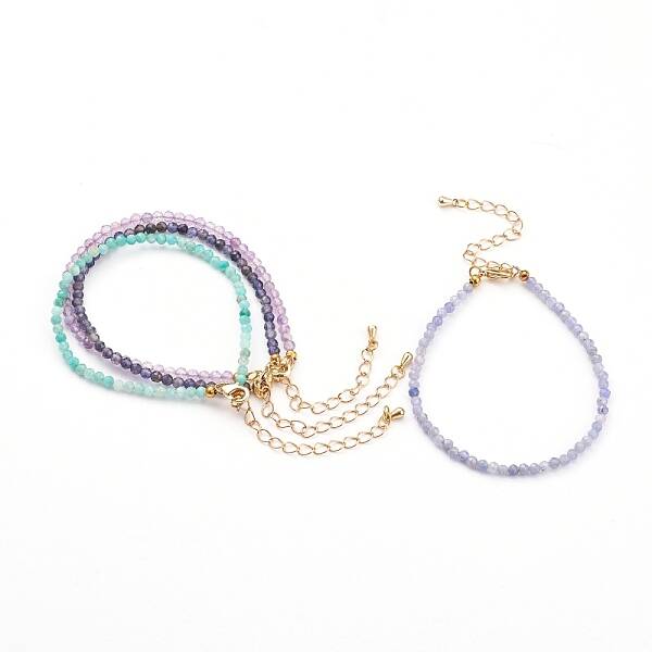 Faceted Natural Gemstone Beaded Bracelets for Women