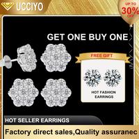 【#E266】UCCIYO Petal Earrings 925 Sterling Silver Synthetic Moissanite Inlay Jewelry Earrings Unisex Fine Jewelry Hip Hop ...