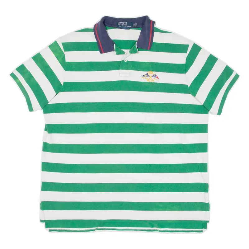 POLO RALPH LAUREN Custom Fit Mens Polo Shirt Green Striped 2XL