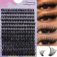 Natural False Eyelashes for Lash Extensions, 280 Clusters/set Individual False Eyelashes, Fluffy Curly Faux Cluster Lashes, P...